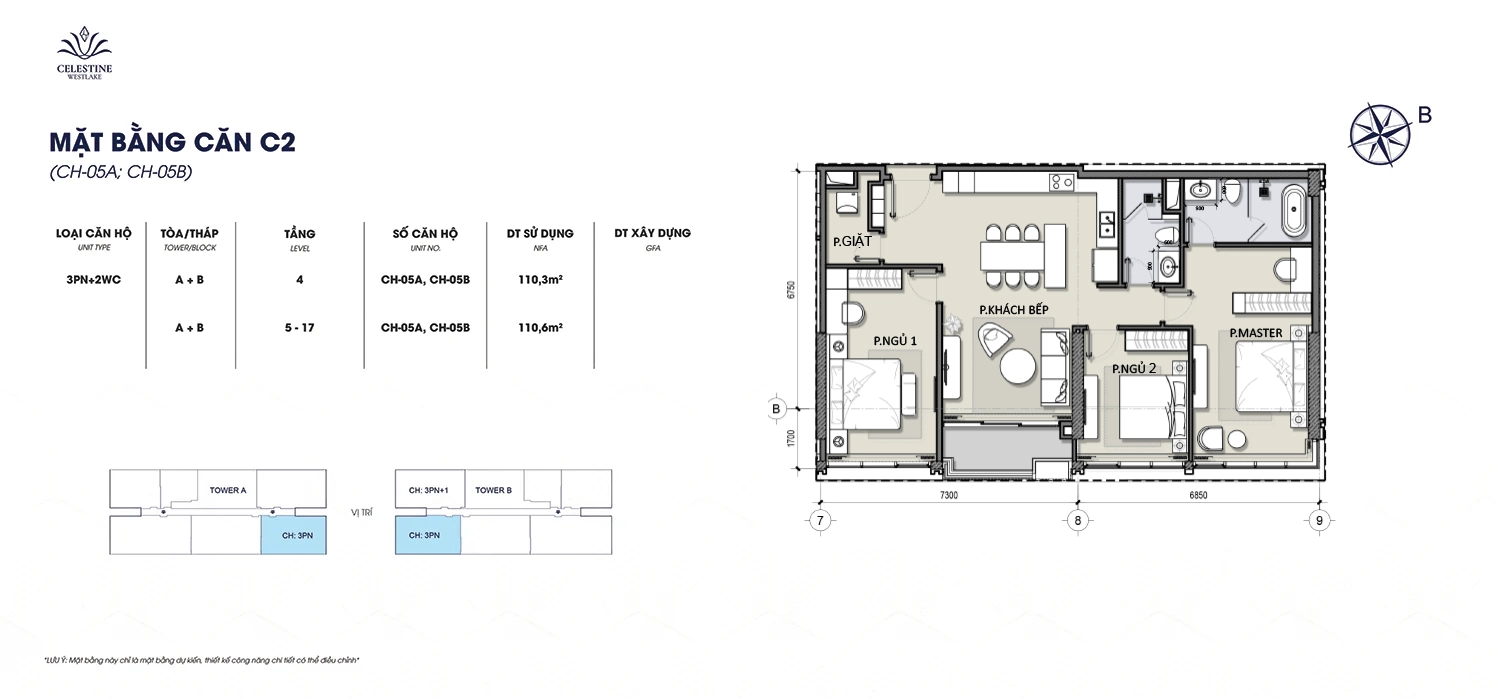Căn 3 phòng ngủ Celestine 2